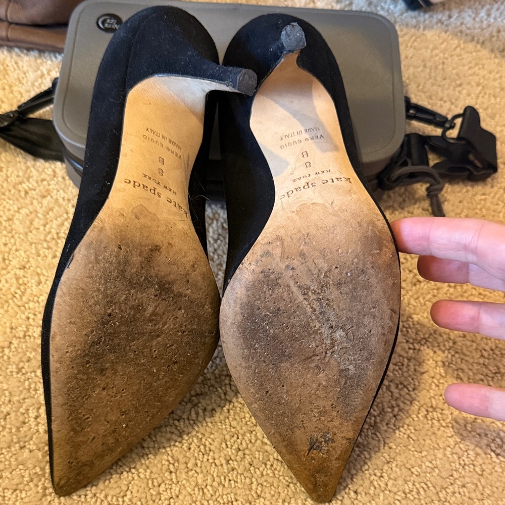 kate spade Black Pointed Toe Suede Pumps - Picture 6 of 6